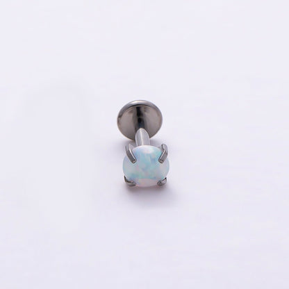 Titanium 4.5mm White Opal Single Cartilage Piercing Flat Back Stud in Gold &amp; Silver | BJ-00011 BJ-00012