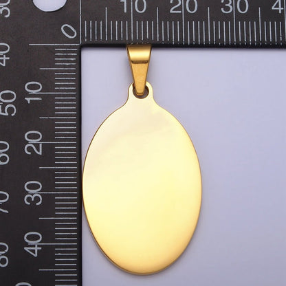 Stainless Steel 46.5mm Oval Personalized Pendant in Gold &amp; Silver J-563 J-566