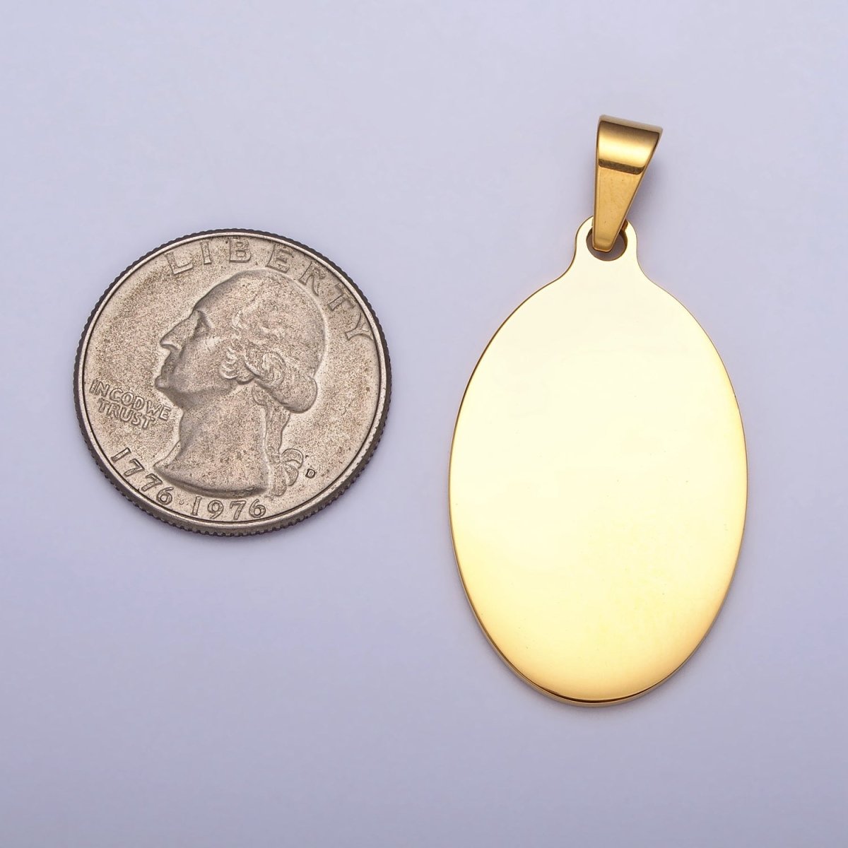Stainless Steel 46.5mm Oval Personalized Pendant in Gold &amp; Silver J-563 J-566