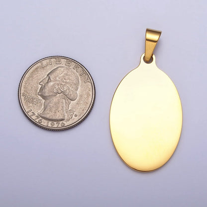 Stainless Steel 46.5mm Oval Personalized Pendant in Gold &amp; Silver J-563 J-566