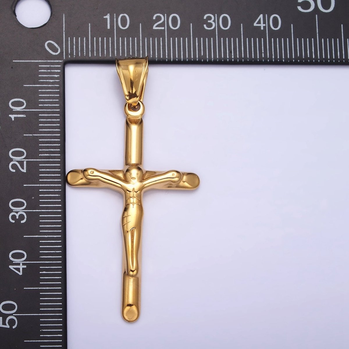 Stainless Steel 46.7mm, 38.7mm Edged Religious Jesus Crucifix Cross Pendant | P1167 P1168