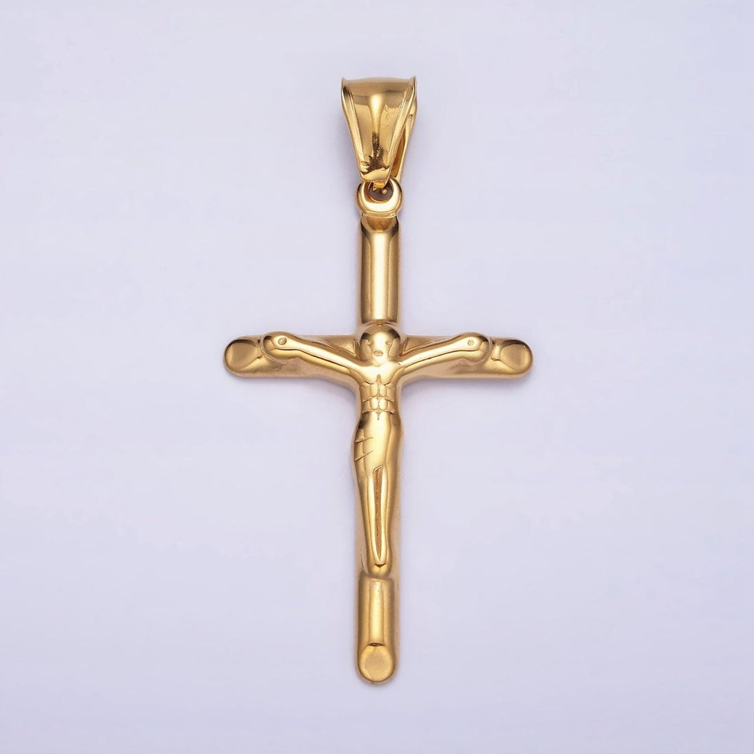 Stainless Steel 46.7mm, 38.7mm Edged Religious Jesus Crucifix Cross Pendant | P1167 P1168