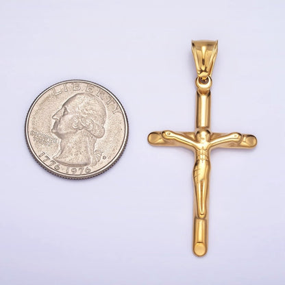 Stainless Steel 46.7mm, 38.7mm Edged Religious Jesus Crucifix Cross Pendant | P1167 P1168