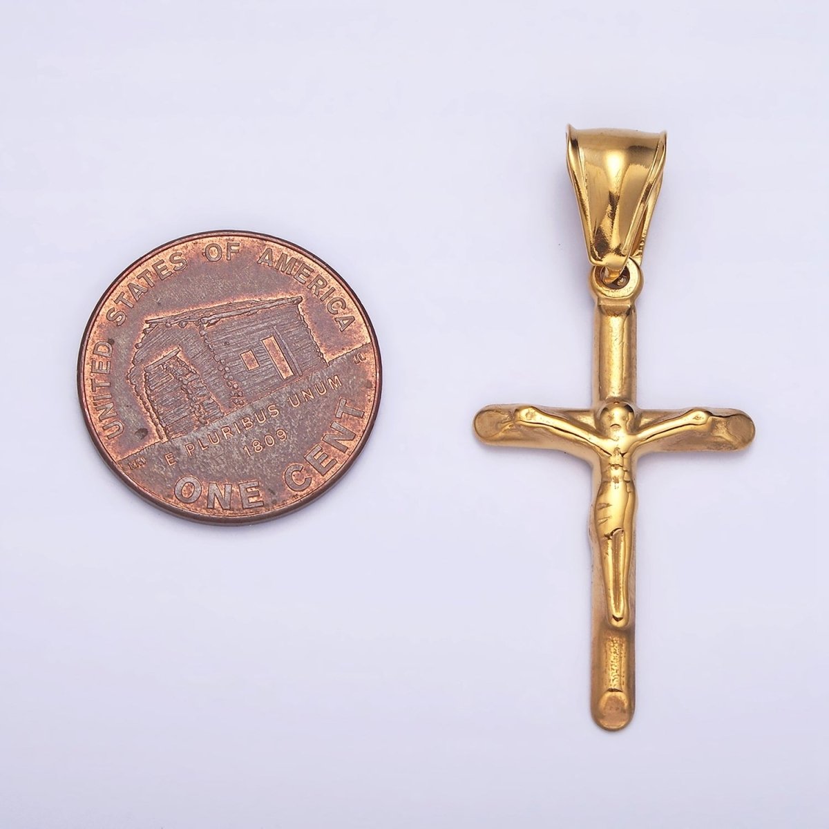Stainless Steel 46.7mm, 38.7mm Edged Religious Jesus Crucifix Cross Pendant | P1167 P1168