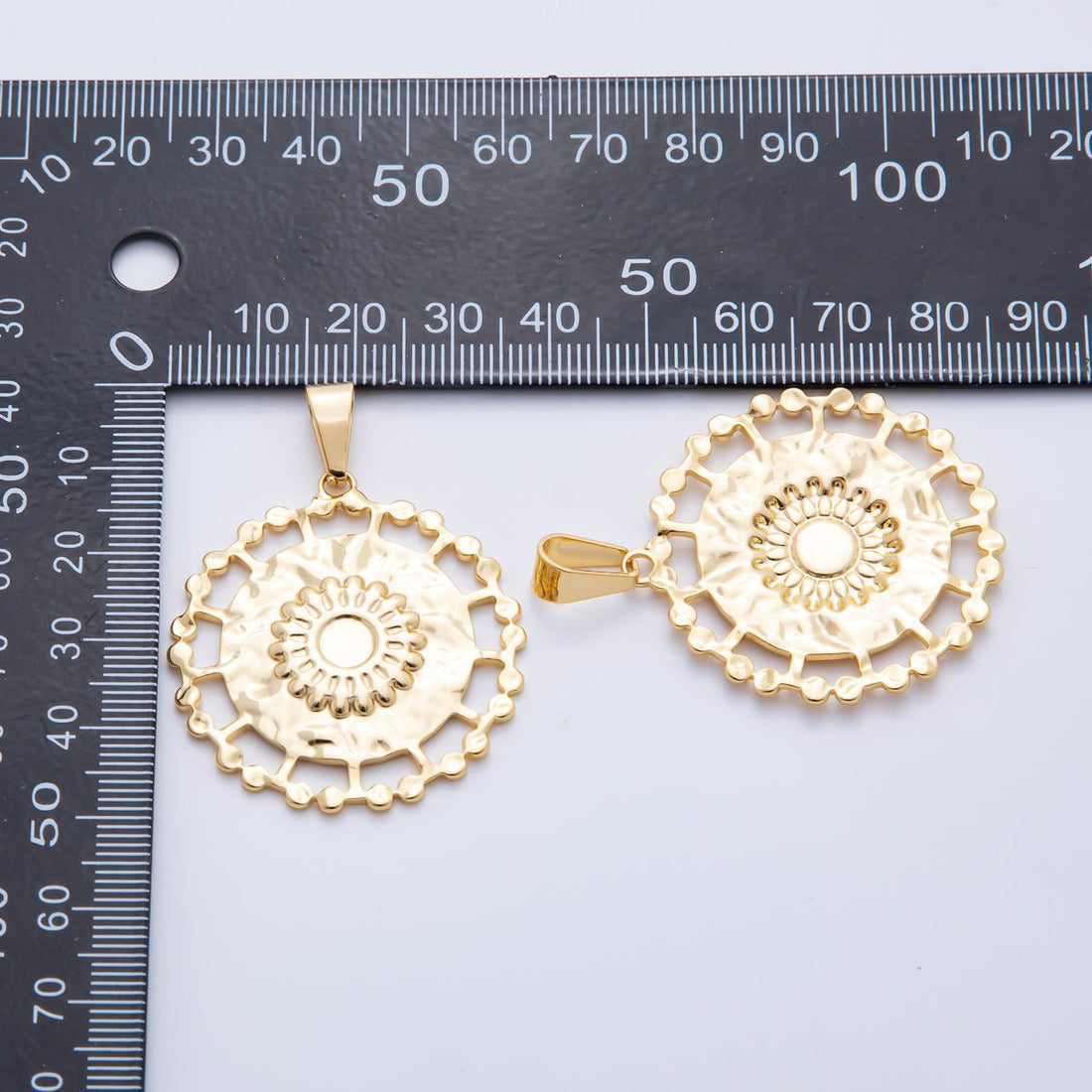Stainless Steel 47.5mm Statement Medallion Charm in Sunburst, Clover, &amp; Twisted Rope Pendant | P-759 P-760 P-762