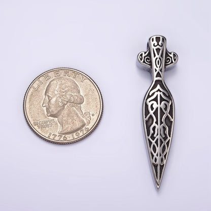 Stainless Steel 47mm Artisan Sword Dagger Knife Weapon Pendant | P1362