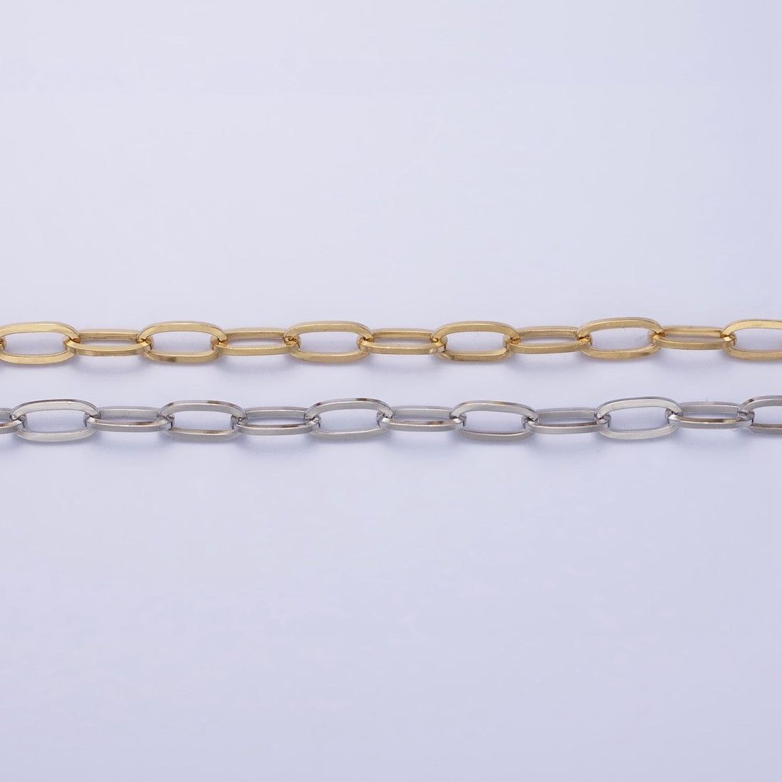 Stainless Steel 4.8mm Paperclip Unfinished Tarnish-Free Chain by Yard in Gold &amp; Silver | ROLL-1358 ROLL-1359 Clearance Pricing