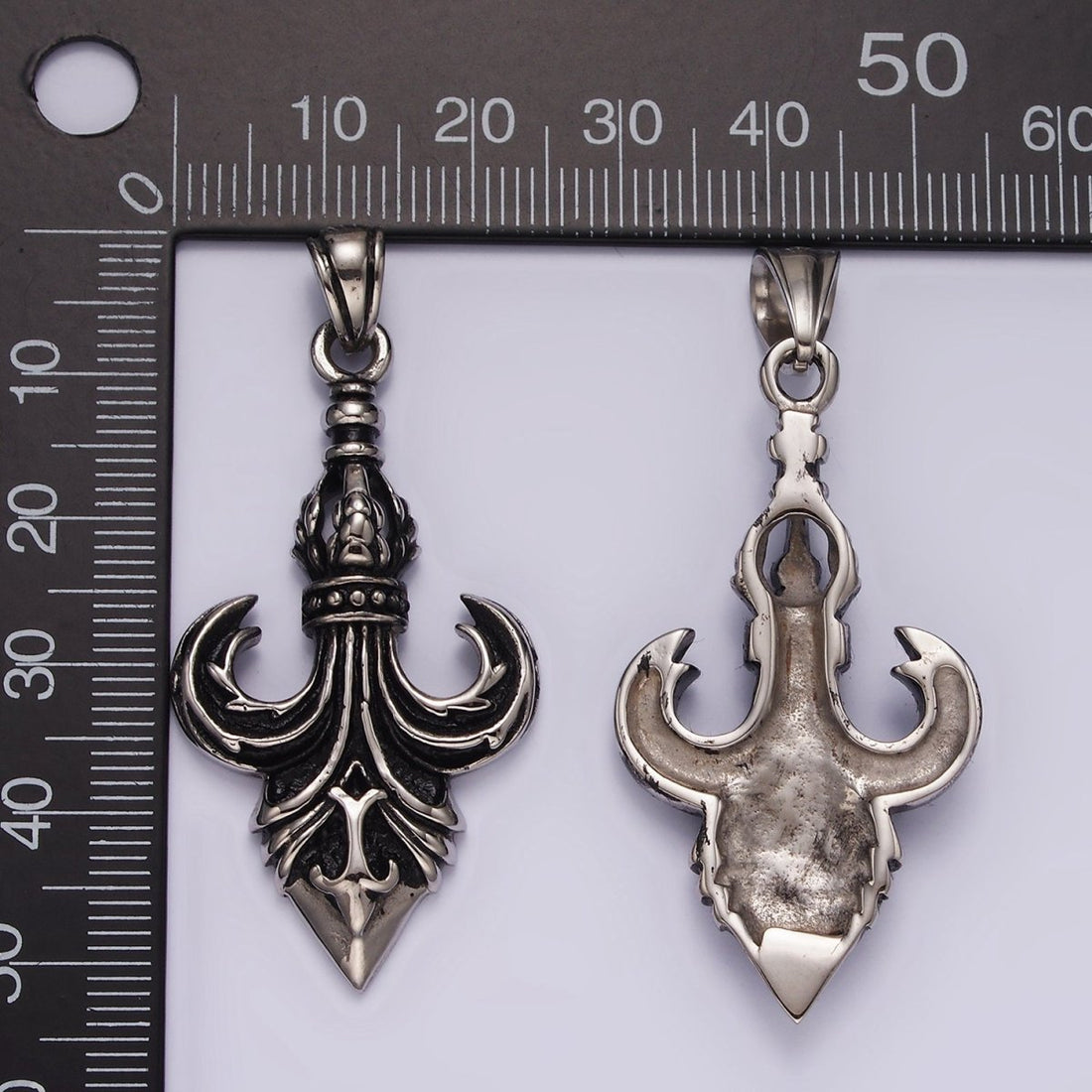Stainless Steel 50mm Fleur de Lis French Artisan Pendant | P875