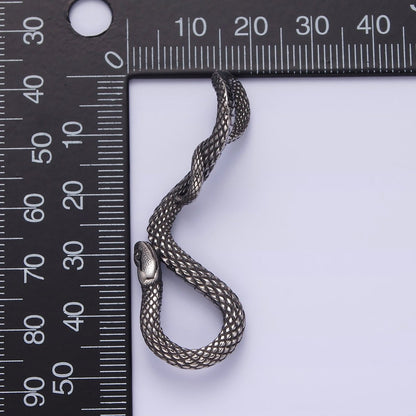 Stainless Steel 50mm Snake Serpent Scale Textured Curved Pendant | P-738