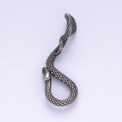 Stainless Steel 50mm Snake Serpent Scale Textured Curved Pendant | P-738
