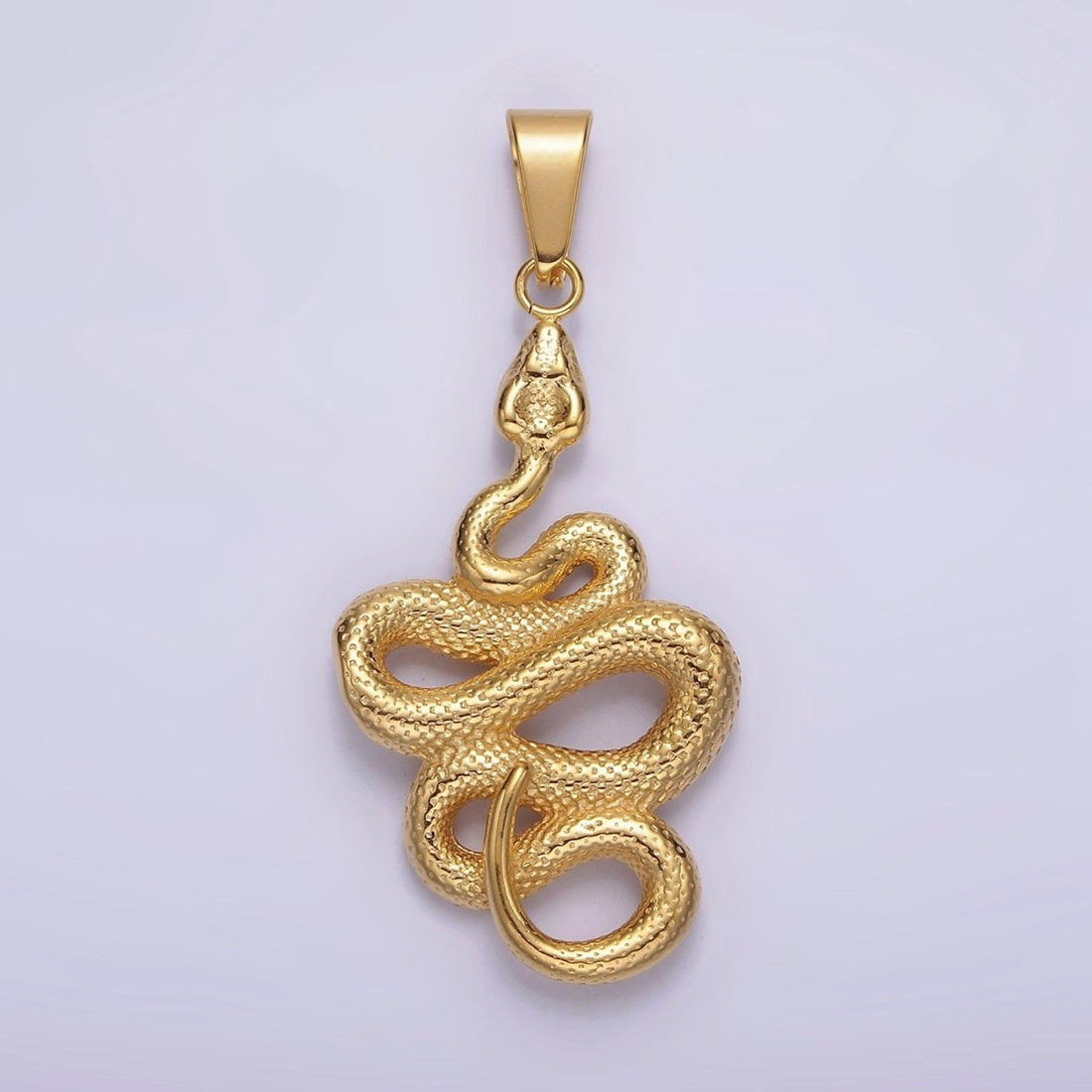Stainless Steel 50mm Snake Slithering Serpent Textured Pendant in Silver &amp; Gold | P-716 P-717
