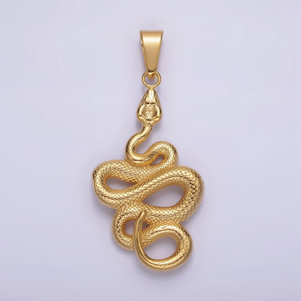 Stainless Steel 50mm Snake Slithering Serpent Textured Pendant in Silver &amp; Gold | P-716 P-717