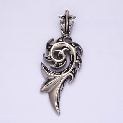 Stainless Steel 50mm Spiral Curved Celestial Sun Ray Pendant | O-826