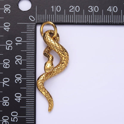 Stainless Steel 50mm Textured Slithering Snake Serpent Pendant | P-750