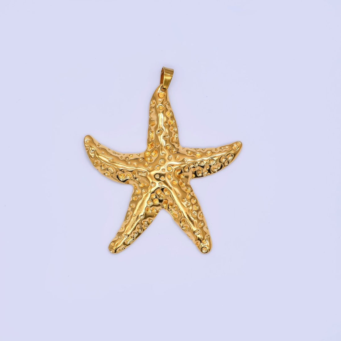 Stainless Steel 51mm Hammered Starfish Sea Beach Pendant | J153