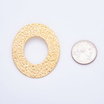 Stainless Steel 52.5mm Dotted Hammered Oval Donut Charm | J555