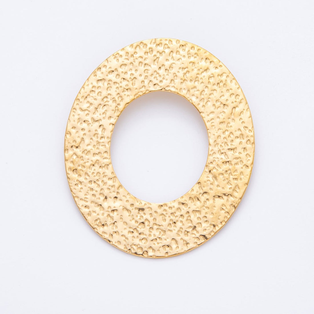 Stainless Steel 52.5mm Dotted Hammered Oval Donut Charm | J555