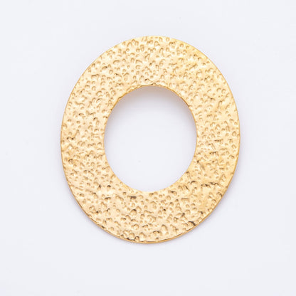 Stainless Steel 52.5mm Dotted Hammered Oval Donut Charm | J555