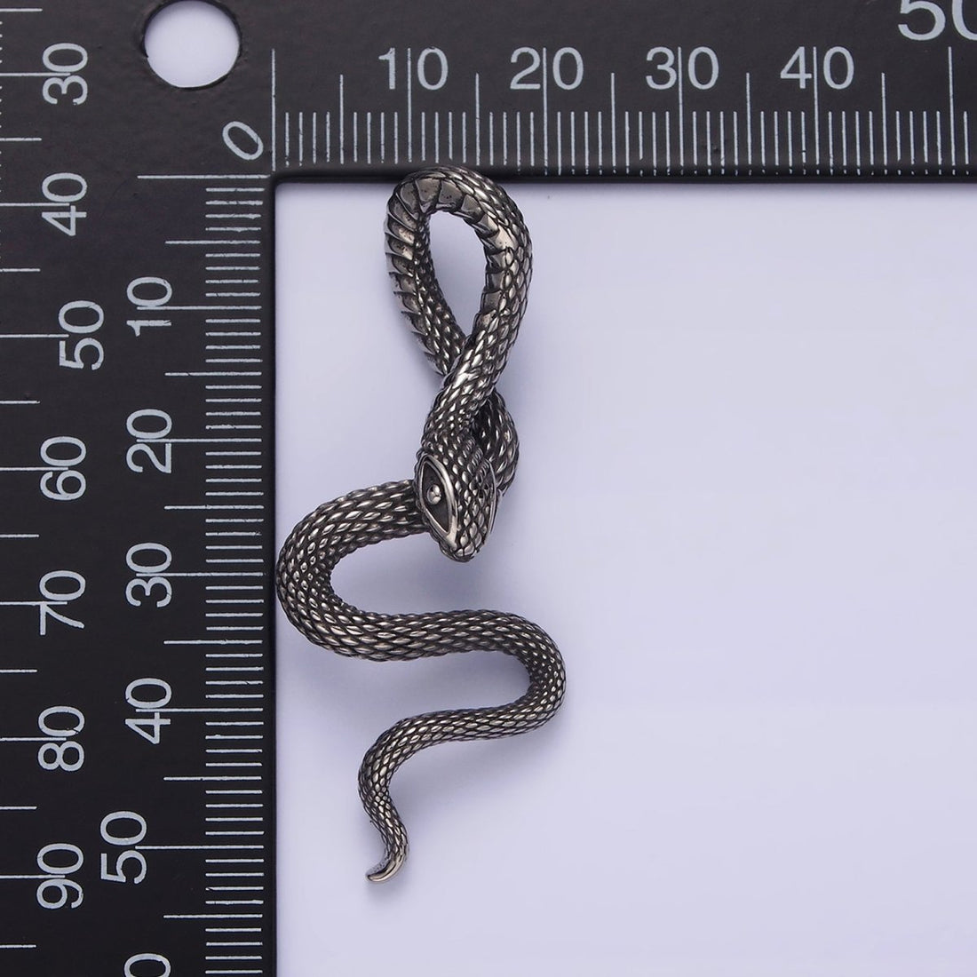 Stainless Steel 53mm Snake Slither Serpent Textured Pendant | P-747