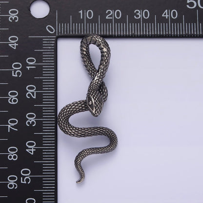 Stainless Steel 53mm Snake Slither Serpent Textured Pendant | P-747