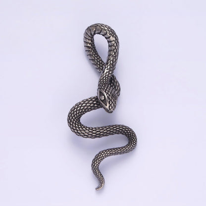 Stainless Steel 53mm Snake Slither Serpent Textured Pendant | P-747