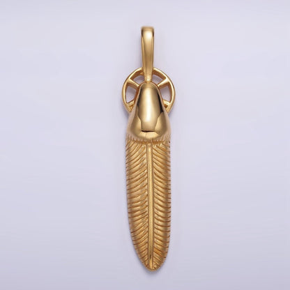Stainless Steel 55.5mm Line-Textured Feather Open Round Pendant in Gold &amp; Silver | P-718