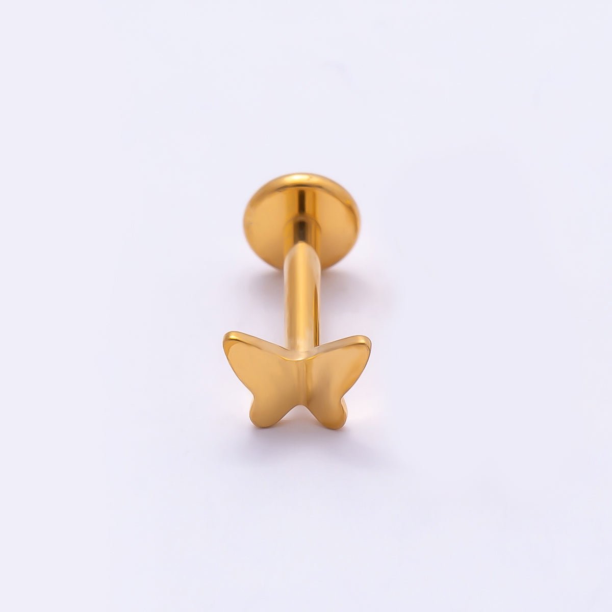 Titanium 5.5mm Butterfly Single Cartilage Piercing Flat Back Stud in Gold &amp; Silver | BJ-00019  BJ-00020