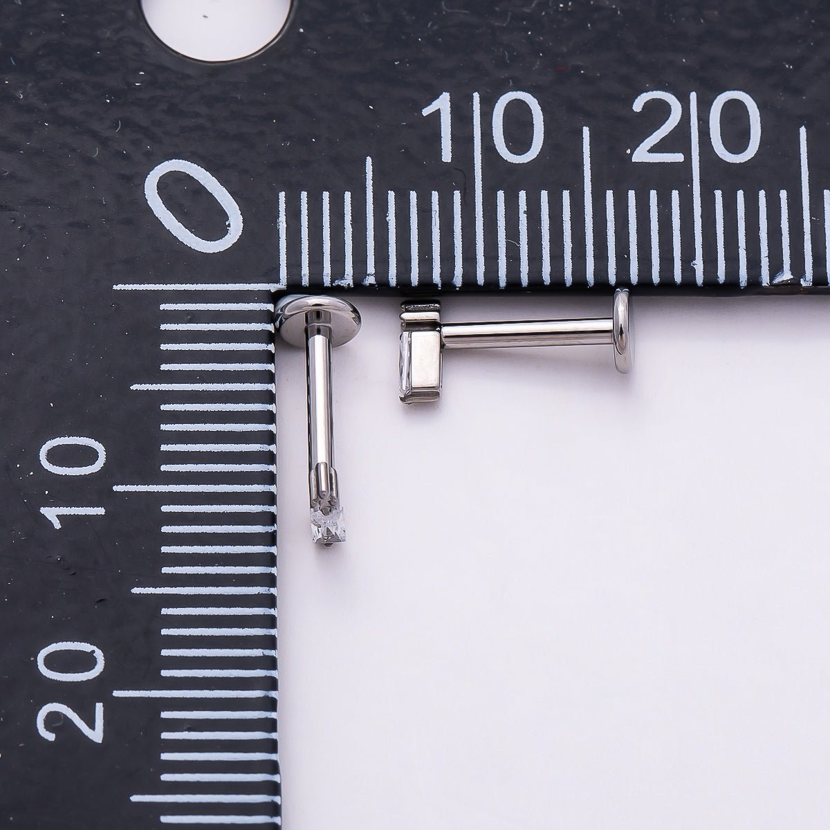 Titanium 5mm Baguette CZ Single Cartilage Piercing Flat Back Stud in Gold &amp; Silver | BJ-00021 BJ-00022