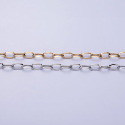 Stainless Steel 5mm Cable Tarnish-Free Unfinished by Chain in Gold &amp; Silver | ROLL-1356 ROLL-1357 Clearance Pricing