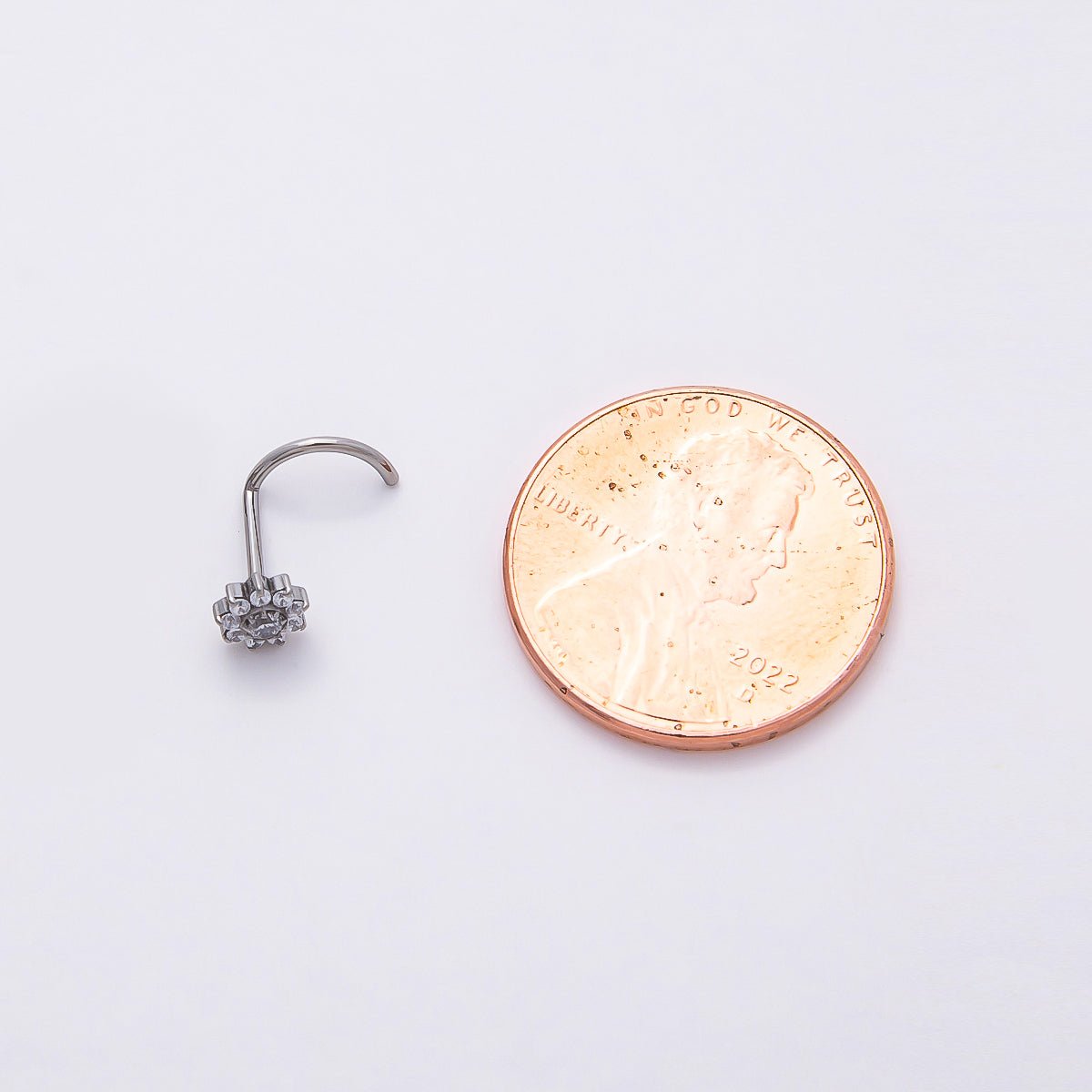 Titanium 5mm Clear CZ Flower Cartilage Nose Single Piercing Stud | BJ-00024