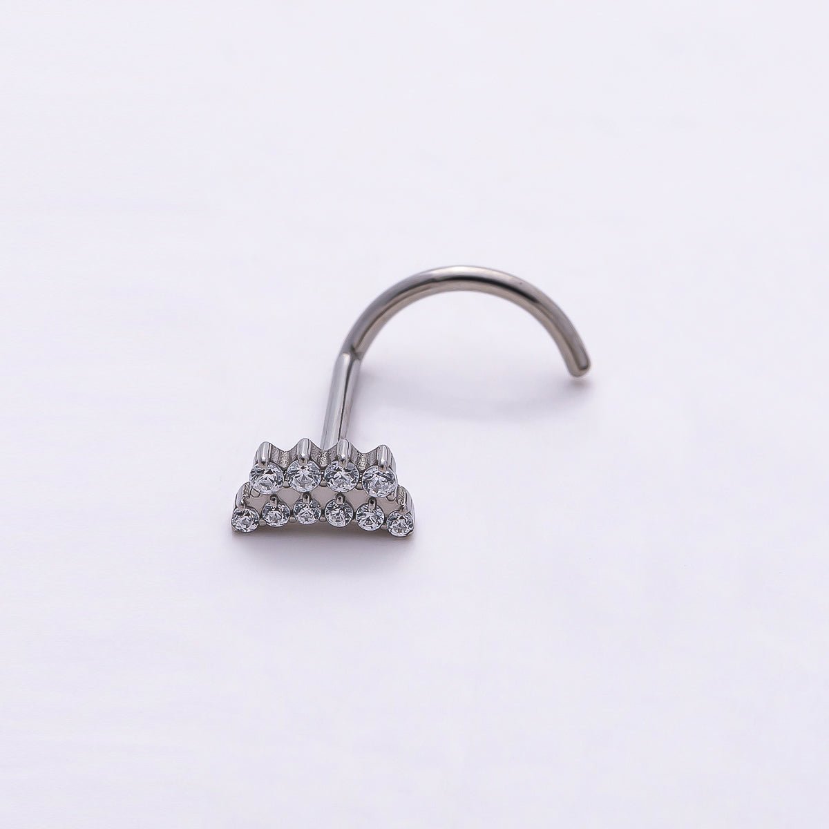 Titanium 5mm Clear Micro Paved CZ Cartilage Nose Single Piercing Stud | BJ-00025