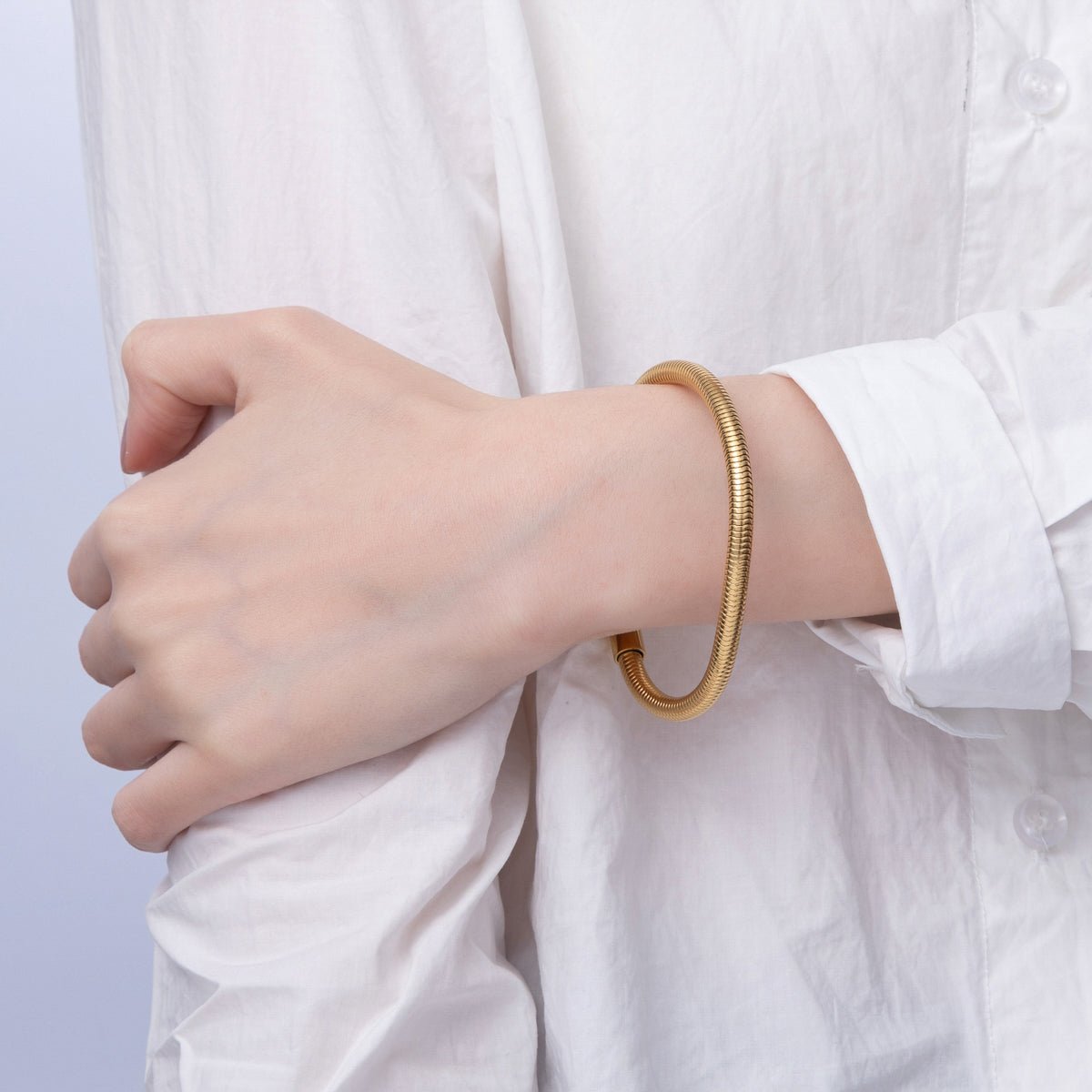 Stainless Steel 5mm Minimalist Snake Chain 8 Inch Bracelet in Gold &amp; Silver | WA-03859 WA-01378