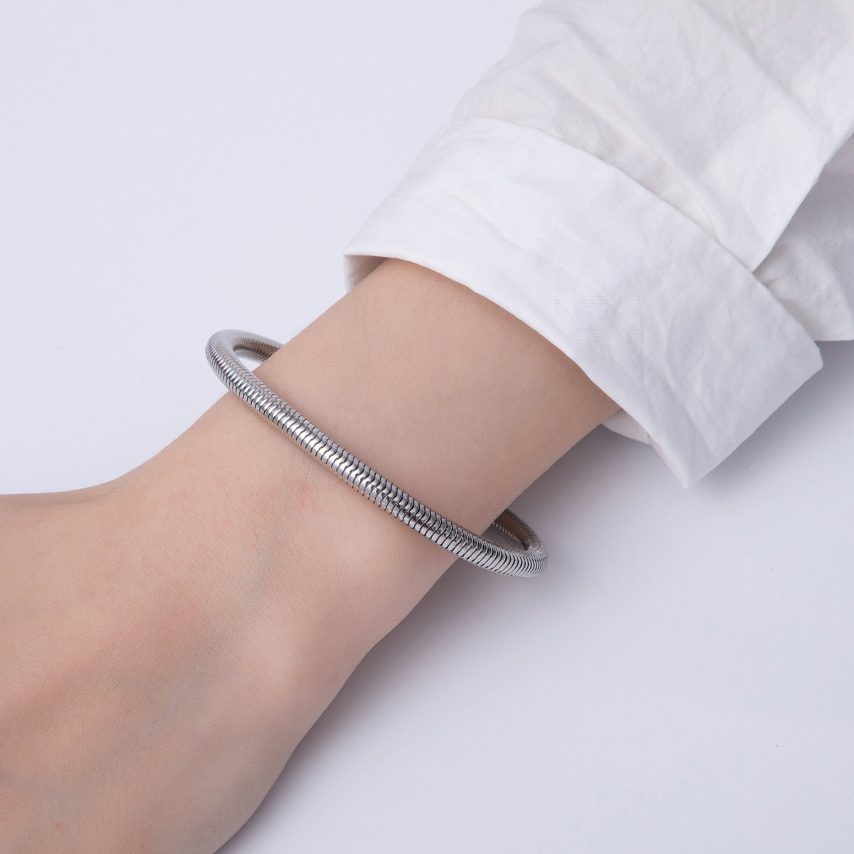 Stainless Steel 5mm Minimalist Snake Chain 8 Inch Bracelet in Gold &amp; Silver | WA-03859 WA-01378