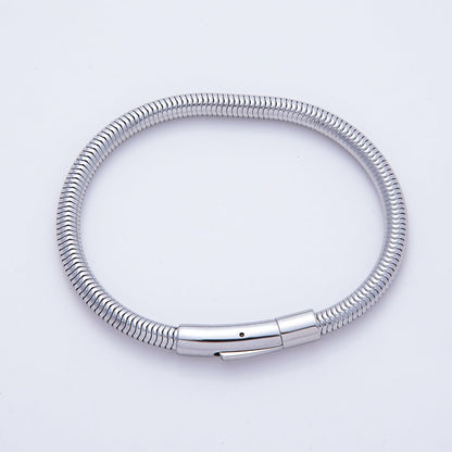 Stainless Steel 5mm Minimalist Snake Chain 8 Inch Bracelet in Gold &amp; Silver | WA-03859 WA-01378