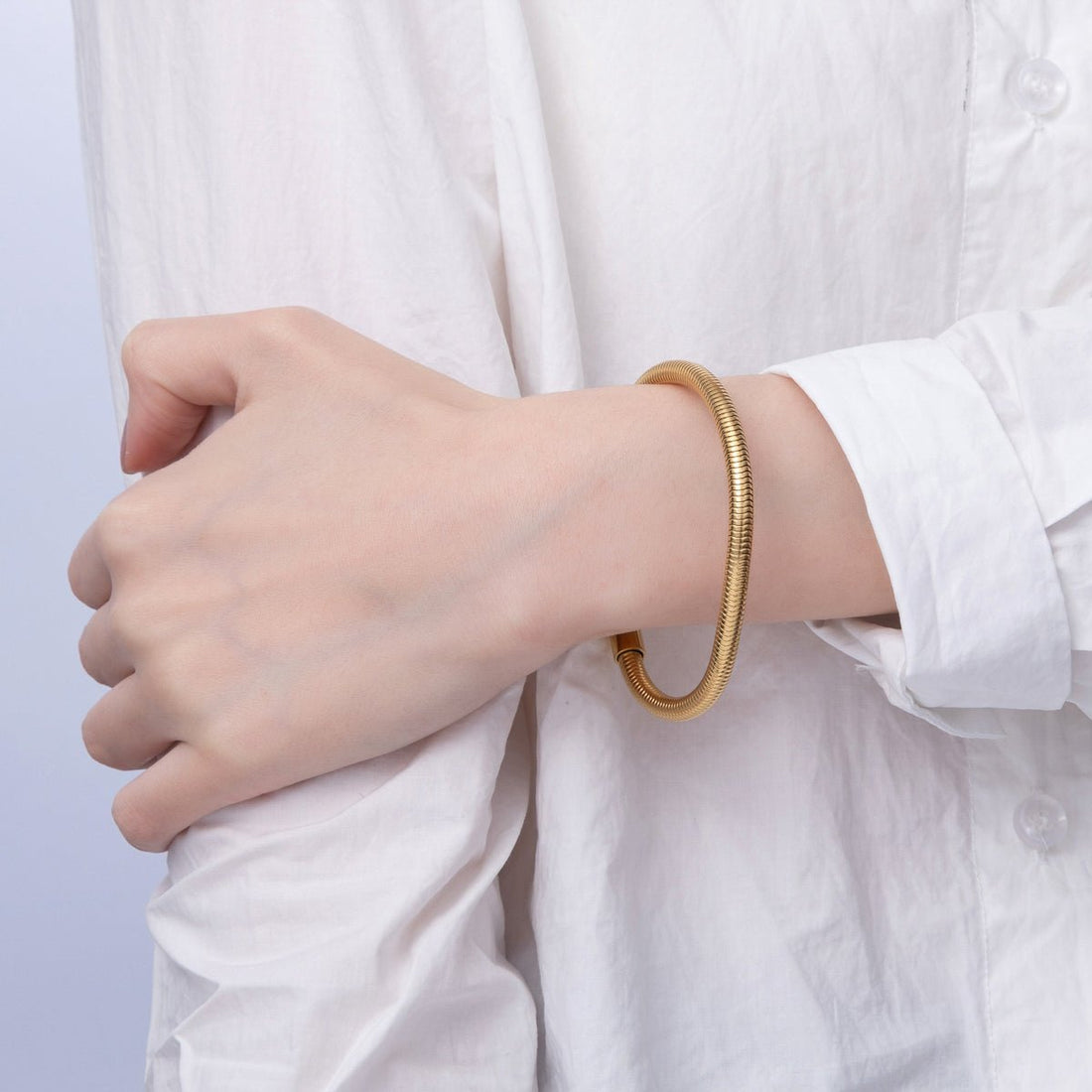 Stainless Steel 5mm Minimalist Snake Chain 8 Inch Bracelet | WA-3859
