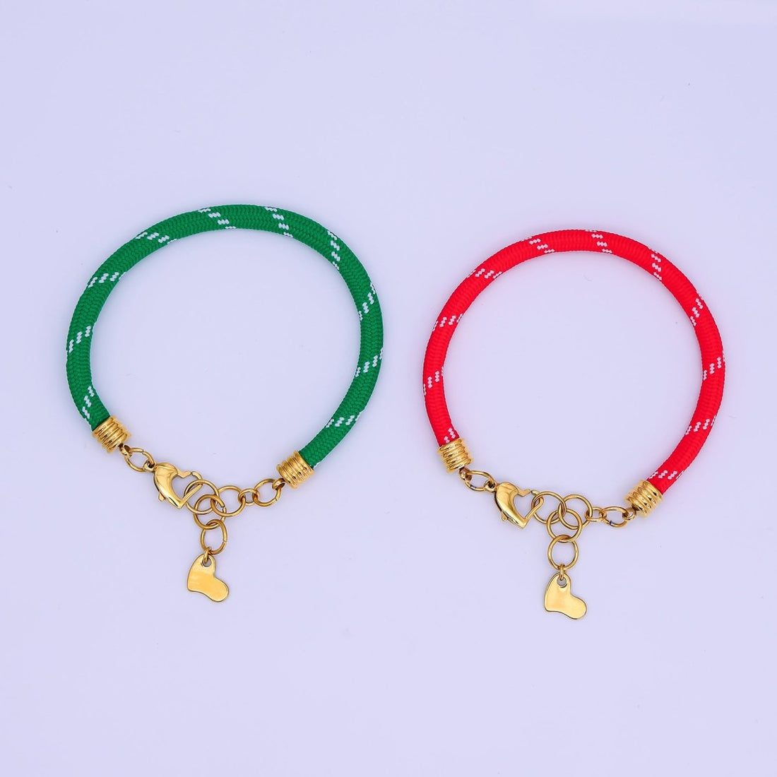Stainless Steel 5mm Red, Green Heart Summer Sport Cord Bracelet | WA-3159 WA-3160