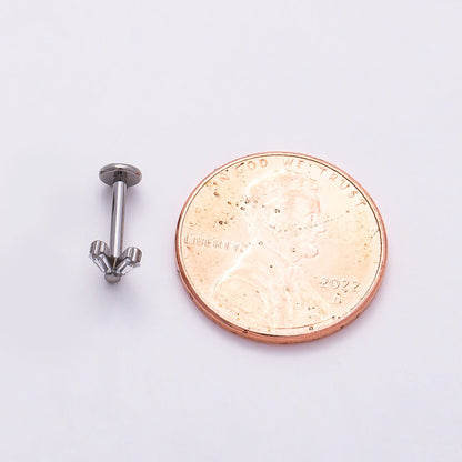 Titanium 5mm V-Shaped Baguette CZ Single Cartilage Piercing Flat Back Stud | BJ-00026