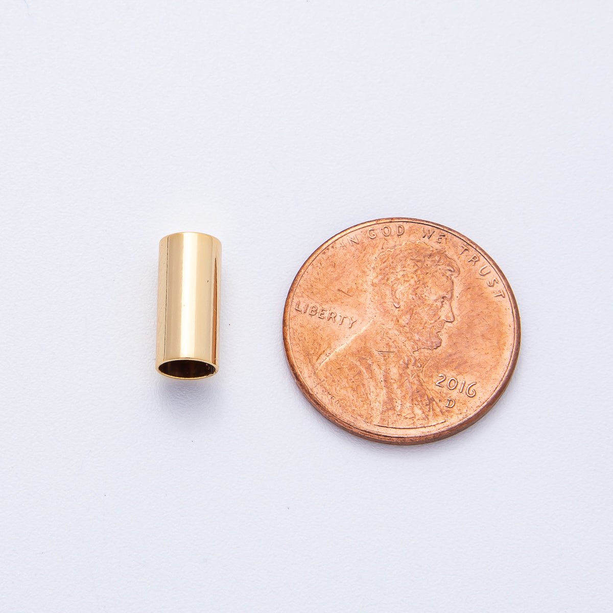 18K Gold PVD Stainless Steel 5mm x 10.8mm Minimalist Cylinder Tube End Cap Finding by 6 Pieces / Set | Z1658