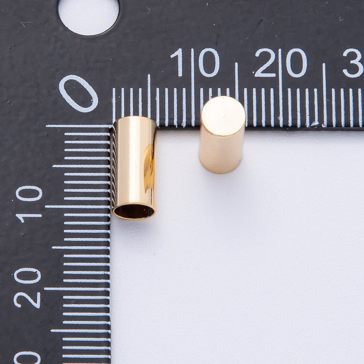 18K Gold PVD Stainless Steel 5mm x 10.8mm Minimalist Cylinder Tube End Cap Finding by 6 Pieces / Set | Z1658