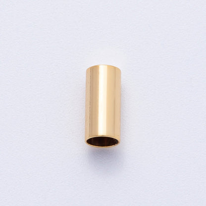 18K Gold PVD Stainless Steel 5mm x 10.8mm Minimalist Cylinder Tube End Cap Finding by 6 Pieces / Set | Z1658