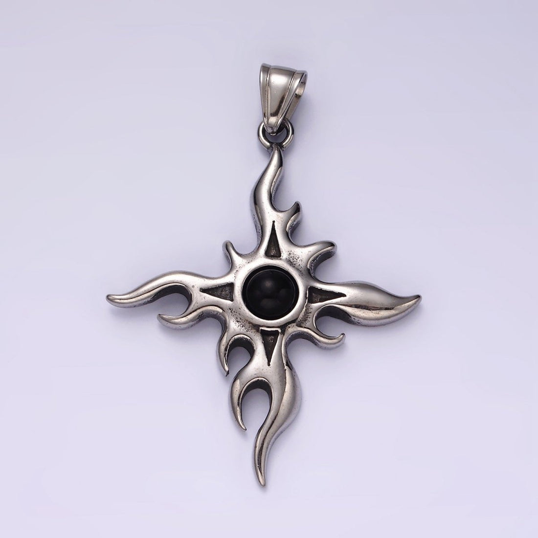 Stainless Steel 60mm Celestial Sun Star Flame Fire Pendant | P1056