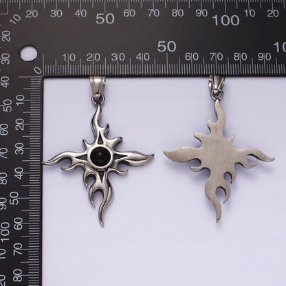 Stainless Steel 60mm Celestial Sun Star Flame Fire Pendant | P1056