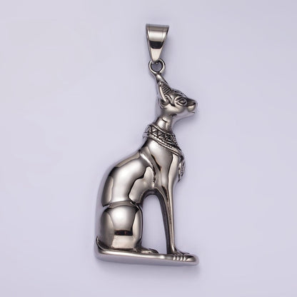 Stainless Steel 67mm Sphynx Cat Pet Animal Minimalist Pendant | P1173