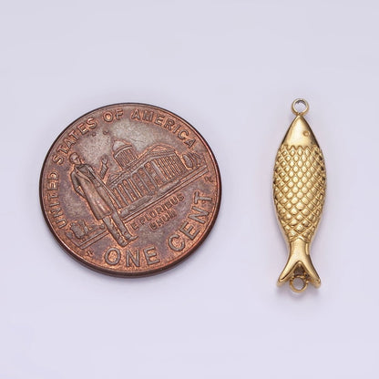 Stainless Steel 6mm Fish Scale-Textured Connector in Gold &amp; Silver | P1343