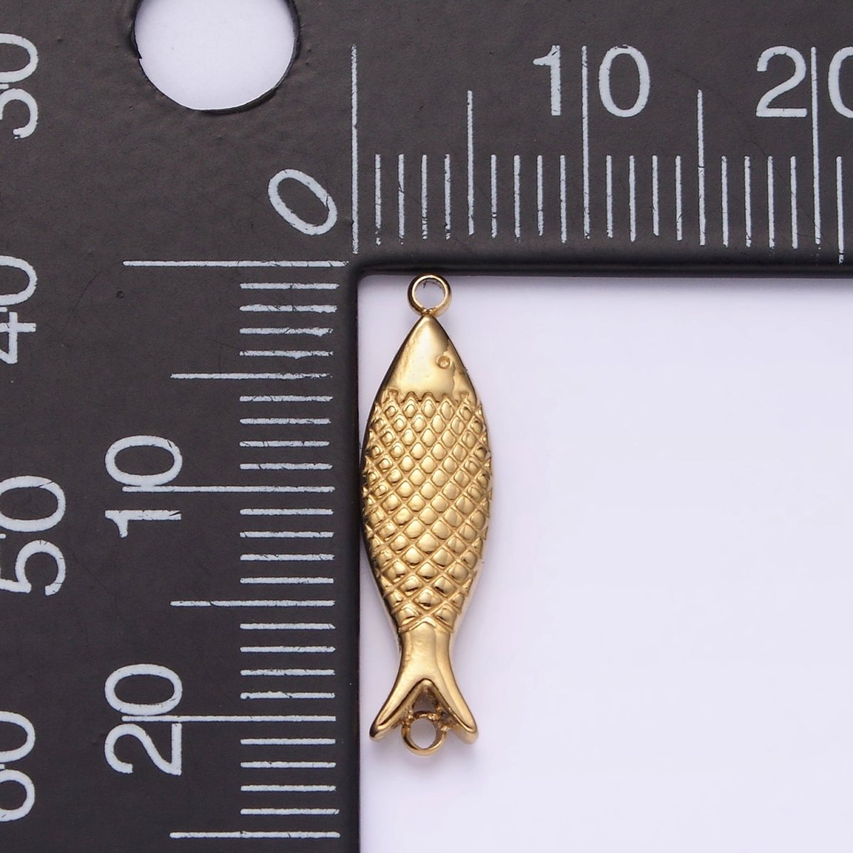 Stainless Steel 6mm Fish Scale-Textured Connector in Gold &amp; Silver | P1343