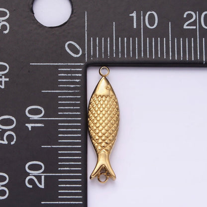 Stainless Steel 6mm Fish Scale-Textured Connector in Gold &amp; Silver | P1343