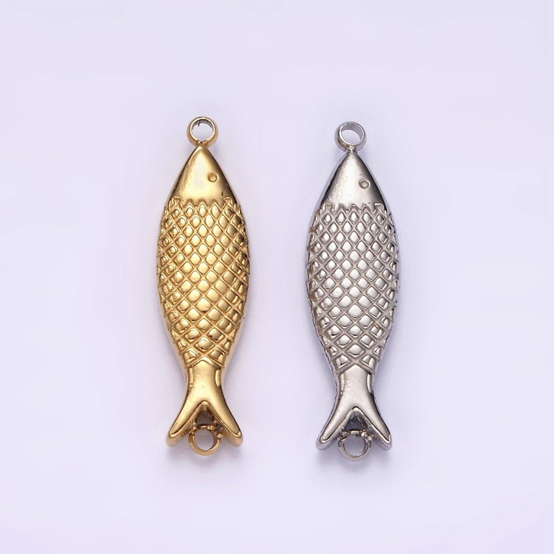 Stainless Steel 6mm Fish Scale-Textured Connector in Gold &amp; Silver | P1343