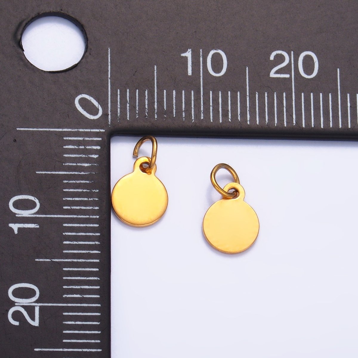 Stainless Steel 6mm Round Minimalist Logo Mini Charm Set by 10 Pieces | P659