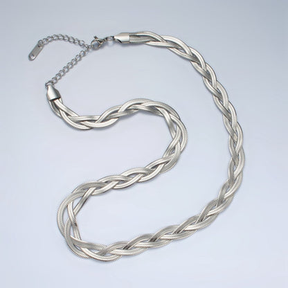 Stainless Steel 7.6mm Triple Herringbone Chain Necklace in Gold, Silver, Mixed Metal | WA-2530 ~ WA-2532