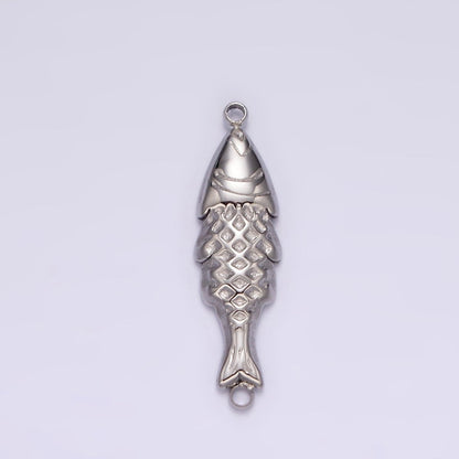 Stainless Steel 7mm Fish Scale-Textured Minimalist Connector in Gold &amp; Silver | P1344